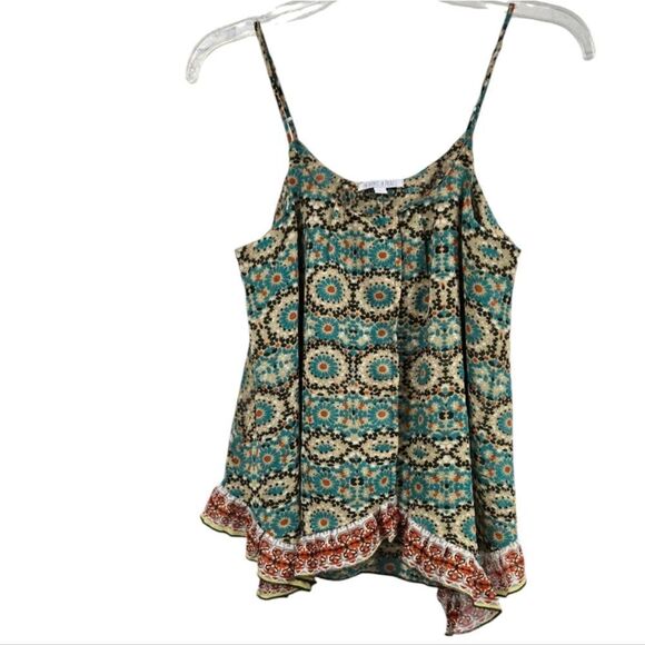 Patrons of Peace Boho Hippie Ruffle Flyaway Blouse Chiffon Strappy Tank Top - Picture 8 of 8